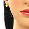 Arete Dormilona 02.369.0038.2 Plata Rodinada, Diseño de Trébol de Cuatro Hojas, con Zirconia Cubica Blanca, Pulido, Tono Dorado