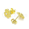 Arete Dormilona 02.369.0038.2 Plata Rodinada, Diseño de Trébol de Cuatro Hojas, con Zirconia Cubica Blanca, Pulido, Tono Dorado