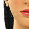 Arete Dormilona 02.369.0039 Plata Rodinada, Diseño de Corazón, con Blanca Zirconia Cubica, Pulido, Rodinado