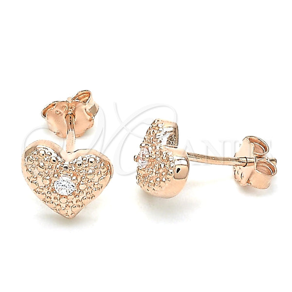 Arete Dormilona 02.369.0039.1 Plata Rodinada, Diseño de Corazón, con Zirconia Cubica Blanca, Pulido, Tono Rosado