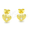 Arete Dormilona 02.369.0039.2 Plata Rodinada, Diseño de Corazón, con Zirconia Cubica Blanca, Pulido, Tono Dorado