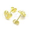 Arete Dormilona 02.369.0039.2 Plata Rodinada, Diseño de Corazón, con Zirconia Cubica Blanca, Pulido, Tono Dorado