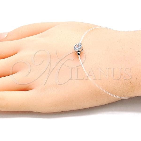 Pulsera Elegante 03.369.0012.07 Plata Rodinada, con Blanca Zirconia Cubica, Pulido, Rodinado (01 MM Thickness, 7 Inches Length)