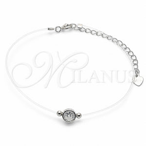 Pulsera Elegante 03.369.0012.07 Plata Rodinada, con Zirconia Cubica Blanca, Pulido, Rodinado (Grosor 01 MM, 7 Pulgadas de Largo)