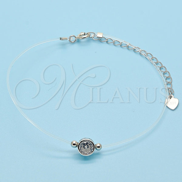 Pulsera Elegante 03.369.0012.07 Plata Rodinada, con Blanca Zirconia Cubica, Pulido, Rodinado (01 MM Thickness, 7 Inches Length)