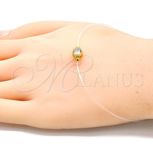 Pulsera Elegante 03.369.0012.1.07 Plata Rodinada, con Zirconia Cubica Blanca, Pulido, Tono Dorado (Grosor 01 MM, 7 Pulgadas de Largo)