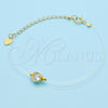Pulsera Elegante 03.369.0012.1.07 Plata Rodinada, con Zirconia Cubica Blanca, Pulido, Tono Dorado (Grosor 01 MM, 7 Pulgadas de Largo)