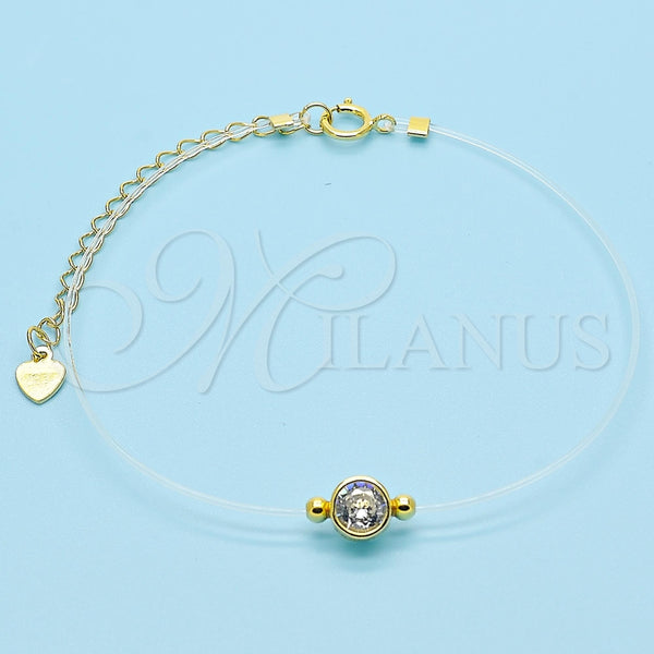 Pulsera Elegante 03.369.0012.1.07 Plata Rodinada, con Zirconia Cubica Blanca, Pulido, Tono Dorado (Grosor 01 MM, 7 Pulgadas de Largo)