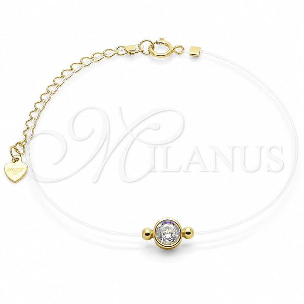 Pulsera Elegante 03.369.0012.1.07 Plata Rodinada, con Zirconia Cubica Blanca, Pulido, Tono Dorado (Grosor 01 MM, 7 Pulgadas de Largo)