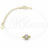 Pulsera Elegante 03.369.0012.1.07 Plata Rodinada, con Zirconia Cubica Blanca, Pulido, Tono Dorado (Grosor 01 MM, 7 Pulgadas de Largo)
