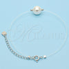 Pulsera Elegante 03.369.0014.07 Plata Rodinada, con Perla Marfil, Pulido, Rodinado (Grosor 01 MM, 7 Pulgadas de Largo)