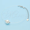 Pulsera Elegante 03.369.0014.07 Plata Rodinada, con Perla Marfil, Pulido, Rodinado (Grosor 01 MM, 7 Pulgadas de Largo)