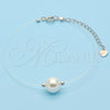 Pulsera Elegante 03.369.0014.07 Plata Rodinada, con Perla Marfil, Pulido, Rodinado (Grosor 01 MM, 7 Pulgadas de Largo)