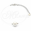Pulsera Elegante 03.369.0014.07 Plata Rodinada, con Perla Marfil, Pulido, Rodinado (Grosor 01 MM, 7 Pulgadas de Largo)