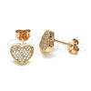 Arete Dormilona 02.369.0001.1 Plata Rodinada, Diseño de Corazón, con Micro Pave Blanca, Pulido, Tono Rosado