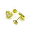Arete Dormilona 02.369.0001.2 Plata Rodinada, Diseño de Corazón, con Micro Pave Blanca, Pulido, Tono Dorado