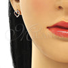 Arete Dormilona 02.369.0003.1 Plata Rodinada, Diseño de Corazón, con Micro Pave Blanca, Pulido, Tono Rosado