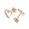Arete Dormilona 02.369.0003.1 Plata Rodinada, Diseño de Corazón, con Micro Pave Blanca, Pulido, Tono Rosado