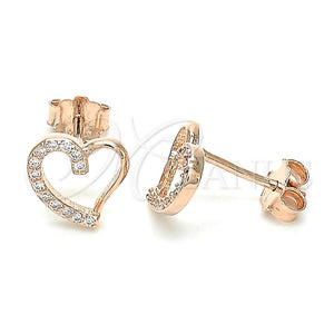 Arete Dormilona 02.369.0003.1 Plata Rodinada, Diseño de Corazón, con Micro Pave Blanca, Pulido, Tono Rosado