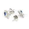 Arete Dormilona 02.369.0007.3 Plata Rodinada, Diseño de Mariposa, con Zirconia Cubica Zafiro Azul y Micro Pave Blanca, Pulido, Rodinado