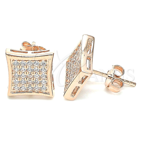 Arete Dormilona 02.369.0013.1 Plata Rodinada, con Zirconia Cubica Blanca, Pulido, Tono Rosado