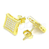 Arete Dormilona 02.369.0013.2 Plata Rodinada, con Micro Pave Blanca, Pulido, Tono Dorado
