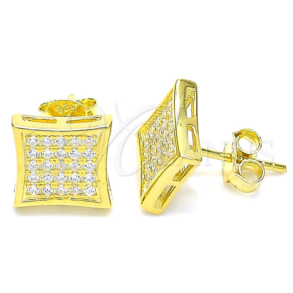 Arete Dormilona 02.369.0013.2 Plata Rodinada, con Micro Pave Blanca, Pulido, Tono Dorado