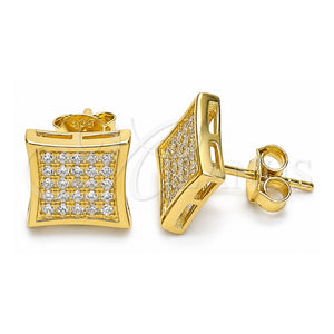 Arete Dormilona 02.369.0013.2 Plata Rodinada, con Micro Pave Blanca, Pulido, Tono Dorado