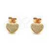Arete Dormilona 02.369.0014.1 Plata Rodinada, Diseño de Corazón, con Micro Pave Blanca, Pulido, Tono Rosado