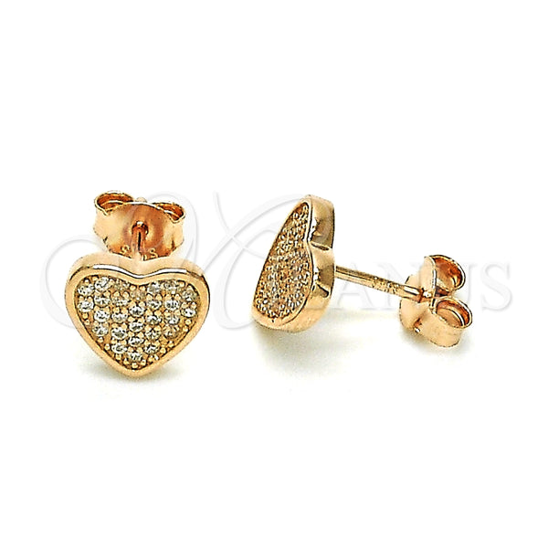 Arete Dormilona 02.369.0014.1 Plata Rodinada, Diseño de Corazón, con Micro Pave Blanca, Pulido, Tono Rosado