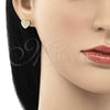 Arete Dormilona 02.369.0014.2 Plata Rodinada, Diseño de Corazón, con Micro Pave Blanca, Pulido, Tono Dorado