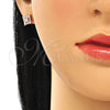 Arete Dormilona 02.369.0015.1 Plata Rodinada, con Zirconia Cubica Blanca y Cristal Blanca, Pulido, Tono Rosado