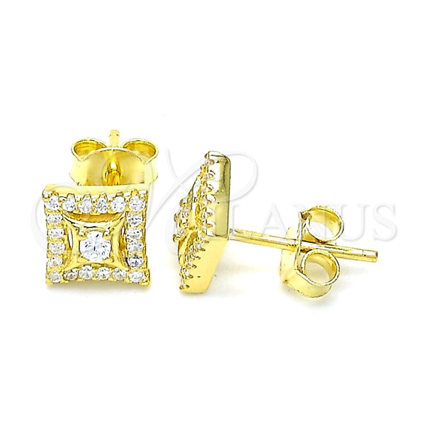 Arete Dormilona 02.369.0015.2 Plata Rodinada, con Zirconia Cubica Blanca y Cristal Blanca, Pulido, Tono Dorado