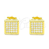 Arete Dormilona 02.369.0016.2 Plata Rodinada, con Micro Pave Blanca, Pulido, Tono Dorado