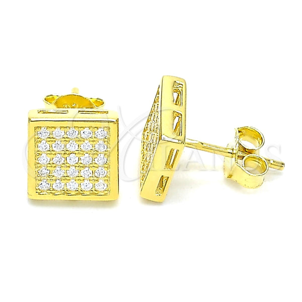 Arete Dormilona 02.369.0016.2 Plata Rodinada, con Micro Pave Blanca, Pulido, Tono Dorado