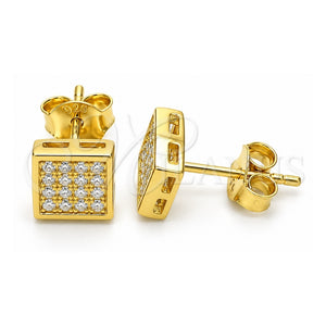 Arete Dormilona 02.369.0020.2 Plata Rodinada, con Micro Pave Blanca, Pulido, Tono Dorado