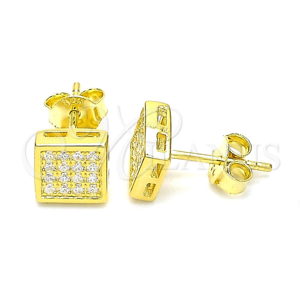 Arete Dormilona 02.369.0020.2 Plata Rodinada, con Micro Pave Blanca, Pulido, Tono Dorado