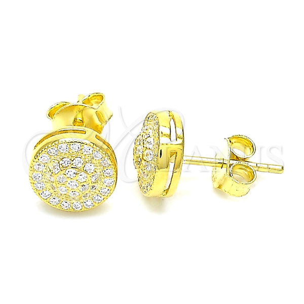 Arete Dormilona 02.369.0021.2 Plata Rodinada, con Micro Pave Blanca, Pulido, Tono Dorado