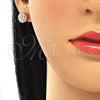 Arete Dormilona 02.369.0024.1 Plata Rodinada, Diseño de Flor, con Zirconia Cubica Blanca y Micro Pave Blanca, Pulido, Tono Rosado