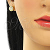 Arete Dormilona 02.369.0024.2 Plata Rodinada, Diseño de Flor, con Zirconia Cubica Blanca y Micro Pave Blanca, Pulido, Tono Dorado