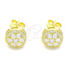 Arete Dormilona 02.369.0024.2 Plata Rodinada, Diseño de Flor, con Zirconia Cubica Blanca y Micro Pave Blanca, Pulido, Tono Dorado
