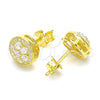 Arete Dormilona 02.369.0024.2 Plata Rodinada, Diseño de Flor, con Zirconia Cubica Blanca y Micro Pave Blanca, Pulido, Tono Dorado