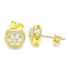 Arete Dormilona 02.369.0024.2 Plata Rodinada, Diseño de Flor, con Zirconia Cubica Blanca y Micro Pave Blanca, Pulido, Tono Dorado
