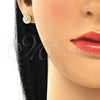 Juego de Arete y Dije de Adulto 10.369.0001.2 Plata Rodinada, con Zirconia Cubica Blanca y Cristal Blanca, Pulido, Tono Dorado