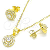 Juego de Arete y Dije de Adulto 10.369.0001.2 Plata Rodinada, con Zirconia Cubica Blanca y Cristal Blanca, Pulido, Tono Dorado