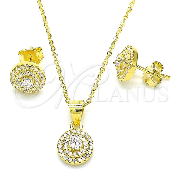 Juego de Arete y Dije de Adulto 10.369.0001.2 Plata Rodinada, con Zirconia Cubica Blanca y Cristal Blanca, Pulido, Tono Dorado