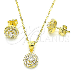 Juego de Arete y Dije de Adulto 10.369.0001.2 Plata Rodinada, con Zirconia Cubica Blanca y Cristal Blanca, Pulido, Tono Dorado