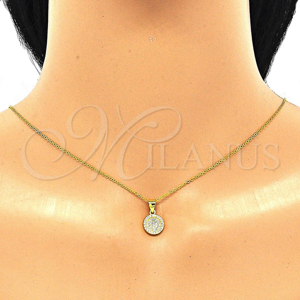 Juego de Arete y Dije de Adulto 10.369.0002.2 Plata Rodinada, con Zirconia Cubica Blanca y Cristal Blanca, Pulido, Tono Dorado