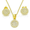 Juego de Arete y Dije de Adulto 10.369.0002.2 Plata Rodinada, con Blanca Zirconia Cubica and Blanca Cristal, Pulido, Tono Dorado