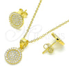 Juego de Arete y Dije de Adulto 10.369.0002.2 Plata Rodinada, con Blanca Zirconia Cubica and Blanca Cristal, Pulido, Tono Dorado